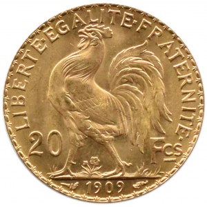 Francja, Republika, Kogut, 20 franków 1909, Paryż