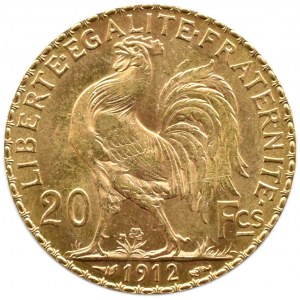 Francja, Republika, Kogut, 20 franków 1912, Paryż