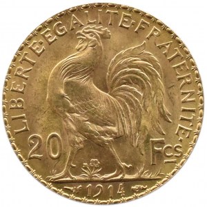 Francja, Republika, Kogut, 20 franków 1914, Paryż