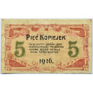 Polska/Rosja, Częstochowa, 5 kopiejek 1916