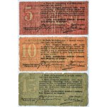 Rosja, Zagłębie Dąbrowskie, lot trzech banknotów, 5,10,15 kopiejek 1914