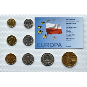 Polska, III RP, Europa - zestaw monet obiegowych NBP po denominacji 1992-2005, UNC