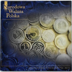 Polska, III RP, Narodowa Waluta Polska - zestaw monet obiegowych NBP 1994-2004, Kolor niebieski, UNC