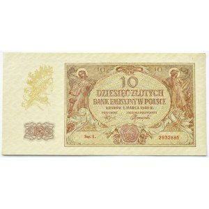 Polska, Generalna Gubernia, 10 złotych 1940, seria L