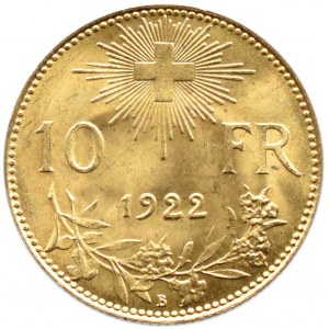 Szwajcaria, Heidi, 10 franków 1922, Berno, UNC