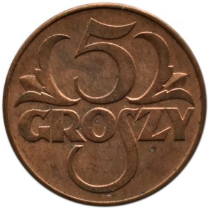 Polska, II RP, 5 groszy 1939, Warszawa, UNC