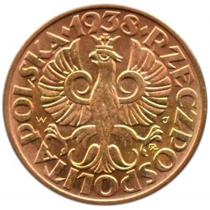 Polska, II RP, 2 grosze 1938, Warszawa, UNC