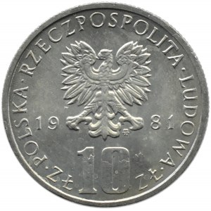 Polska, PRL, 10 złotych 1981, B. Prus, Warszawa, UNC