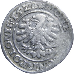Zygmunt I Stary, grosz 1528, Kraków, podwójne O w POLOONIE