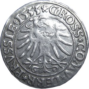 Zygmunt I Stary, grosz 1533, Toruń, PRVS/PRVSSIE, PIĘKNY