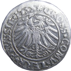 Zygmunt I Stary, grosz 1535, Toruń, popiersie w czepcu i koronie, PRVSSIE/PRVSSIE