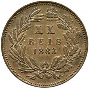 Portugalia, Ludwik I, 20 reali 1883, piękna moneta