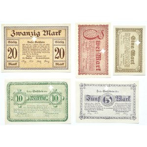 Görlitz/Zgorzelec, lot 5 notgeldów, 1-20 marek 1918-1919, perforacja - gwiazdka, UNC