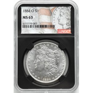 USA, Morgan, 1 dolar 1884 O, Nowy Orlean, NGC MS63