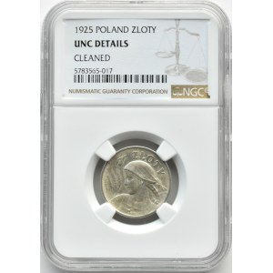 Polska, II RP, Kłosy, 1 złoty 1925, Londyn, NGC UNC