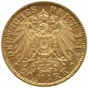 Niemcy, Wirtembergia, Wilhelm II, 20 marek 1897 F, Stuttgart