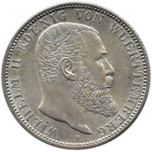 Niemcy, Wirtembergia, Wilhelm II, 2 marki 1914 F, Stuttgart, UNC