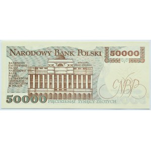 Polska, PRL, St. Staszic, 50000 złotych 1989, seria AC, Warszawa, UNC