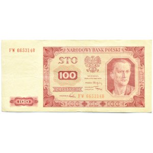 Polska, RP, 100 złotych 1948, seria FW, 100 bez ramki