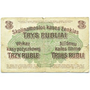 Polska/Niemcy, Poznań 3 ruble 1916 OST, seria H - klauzula 24 słowa