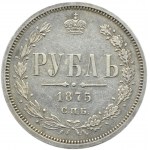 Rosja, Aleksander II, rubel 1875 HI, Petersburg, rzadki rocznik