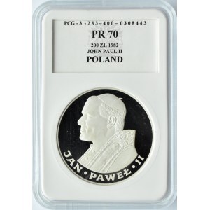 Polska, PRL, 200 złotych 1982, Jan Paweł II - proof, Valcambi, PCG PR70