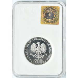 Polska, PRL, 200 złotych 1976 próba, Igrzyska XXI Olimpiady, PCG PR70