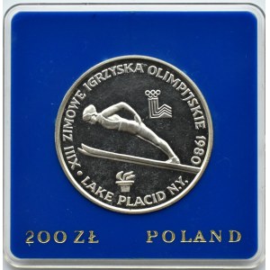 Polska, PRL, 200 złotych 1980, Zimowe Igrzyska XIII Olimpiady, Warszawa, UNC