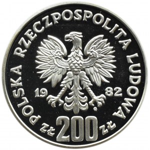 Polska, PRL, 200 złotych 1982, MŚ w piłce nożnej Hiszpania 82, Warszawa, UNC