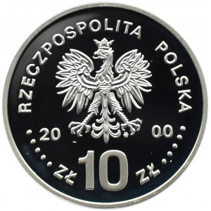 Polska, III RP, 10 złotych 2000, Jan Kazimierz - popiersie, Warszawa, UNC