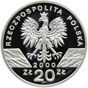 Polska, III RP, 20 złotych 2000, Dudek, Warszawa, UNC