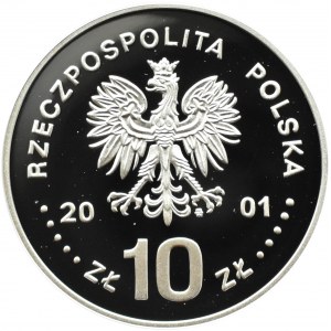 Polska, III RP, 10 złotych 2001, Jan III Sobieski - półpostać, Warszawa, UNC