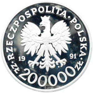 Polska, III RP, 200000 złotych 1991, Igrzyska Barcelona 1992 - żaglówka, UNC