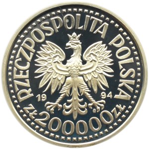 Polska, III RP, 200000 złotych 1994, Zygmunt I Stary popiersie, Warszawa, UNC