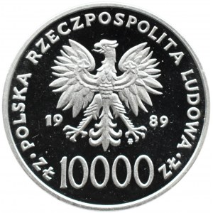 Polska, PRL, 10000 złotych 1989, Jan Paweł II - Gruby Krzyż, Warszawa, UNC