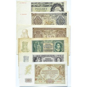Polska, Generalna Gubernia, lot 6 banknotów 1940-1941, Kraków