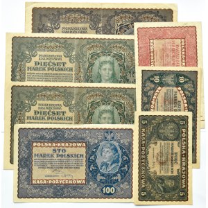 Polska, II RP, lot 7 banknotów markowych 1919-1920, Warszawa
