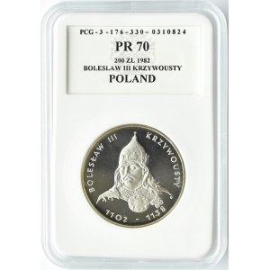 Polska, PRL, 200 złotych 1982, Bolesław Krzywousty, Warszawa, UNC