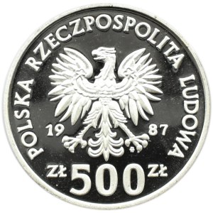 Polska, PRL, 500 złotych 1987, Kazimierz Wielki, Warszawa, UNC