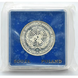 Polska, PRL, 500 złotych 1985, 40 lat ONZ, Warszawa, UNC