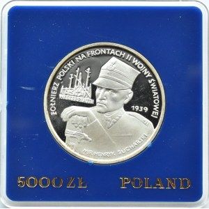 Polska, PRL, 5000 złotych 1989, mjr H. Sucharski, Warszawa, UNC