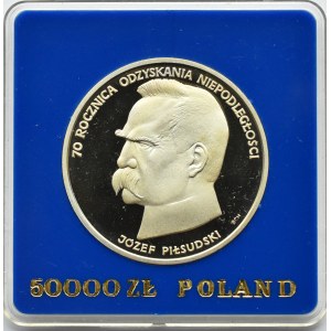 Polska, PRL, 50000 złotych 1988, J. Piłsudski, Warszawa, UNC