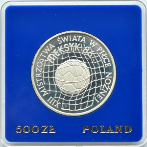 Polska, PRL, 500 złotych 1986, MŚ w piłce, Meksyk 1986, Warszawa, UNC