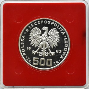 Polska, PRL, 500 złotych 1982, Dar Młodzieży - próba, Warszawa, UNC