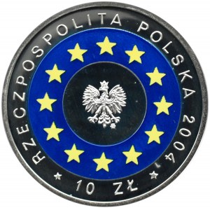 Polska, III RP, 10 złotych 2004, Wstąpienie do Unii Europejskiej, Warszawa, UNC