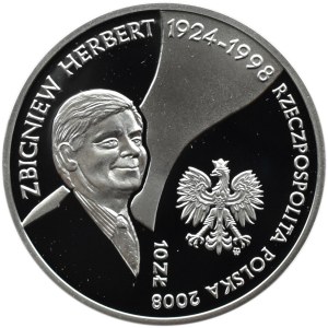 Polska, III RP, 10 złotych 2008, Z. Herbert, Warszawa, UNC