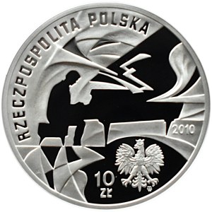 Polska, III RP, 10 złotych 2010, Krzysztof Komeda - okrągła, Warszawa, UNC