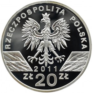 Polska, III RP, 20 złotych 2011, Borsuk, Warszawa, UNC