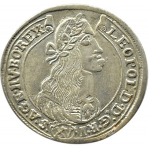 Węgry, Leopold I, 15 krajcarów 1675 KB, Kremnica