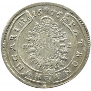 Węgry, Leopold I, 15 krajcarów 1675 KB, Kremnica